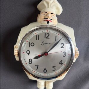 Vintage midcentury Sessions Chef Kitchen Wall Clock – Made in USA